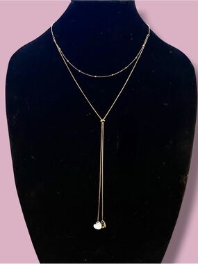 Demdaco adjustable double heart lariat charm necklace
